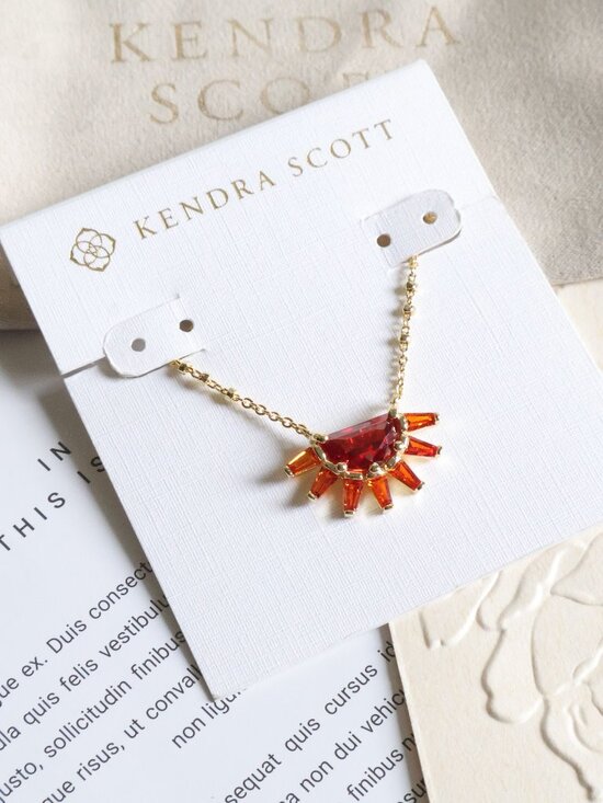 Kendra Scott Jewelry - Kendra Scott Samantha Sun Orange Glass Necklace Gold